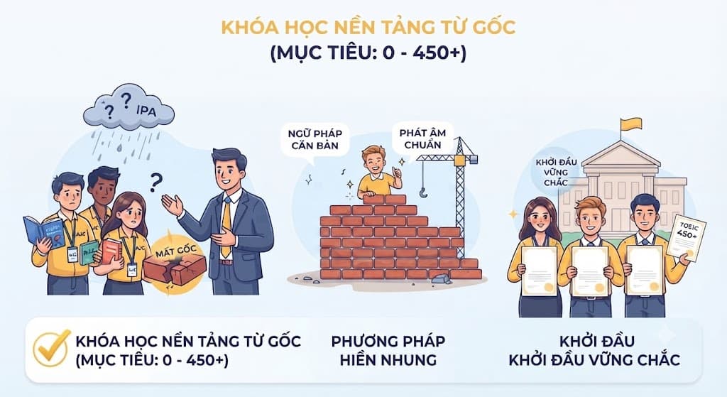 Lộ trình xây gốc vững chắc cho sinh viên mất gốc tiếng Anh