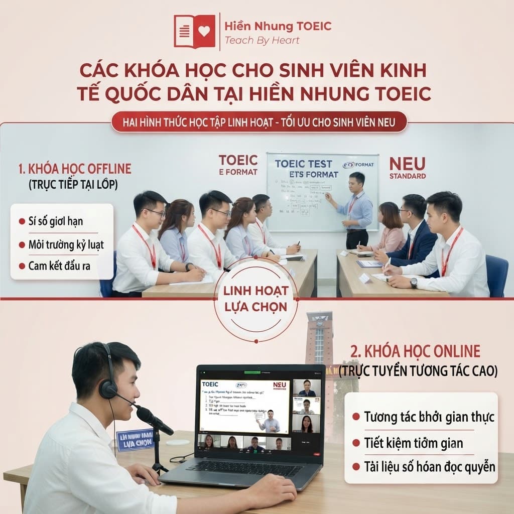 Các khóa học cho sinh viên ĐH Kinh tế Quốc Dân tại Hiền Nhung TOEIC linh hoạt và chất lượng