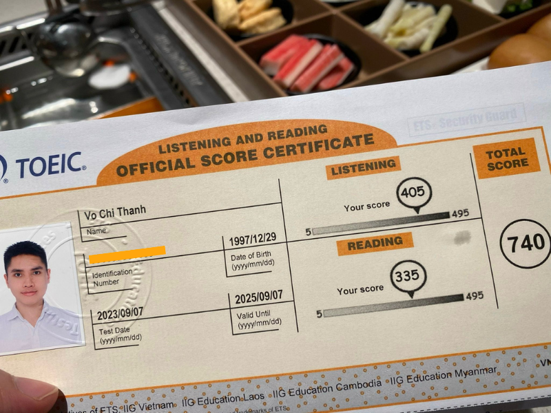 kết quả luyện thi TOEIC