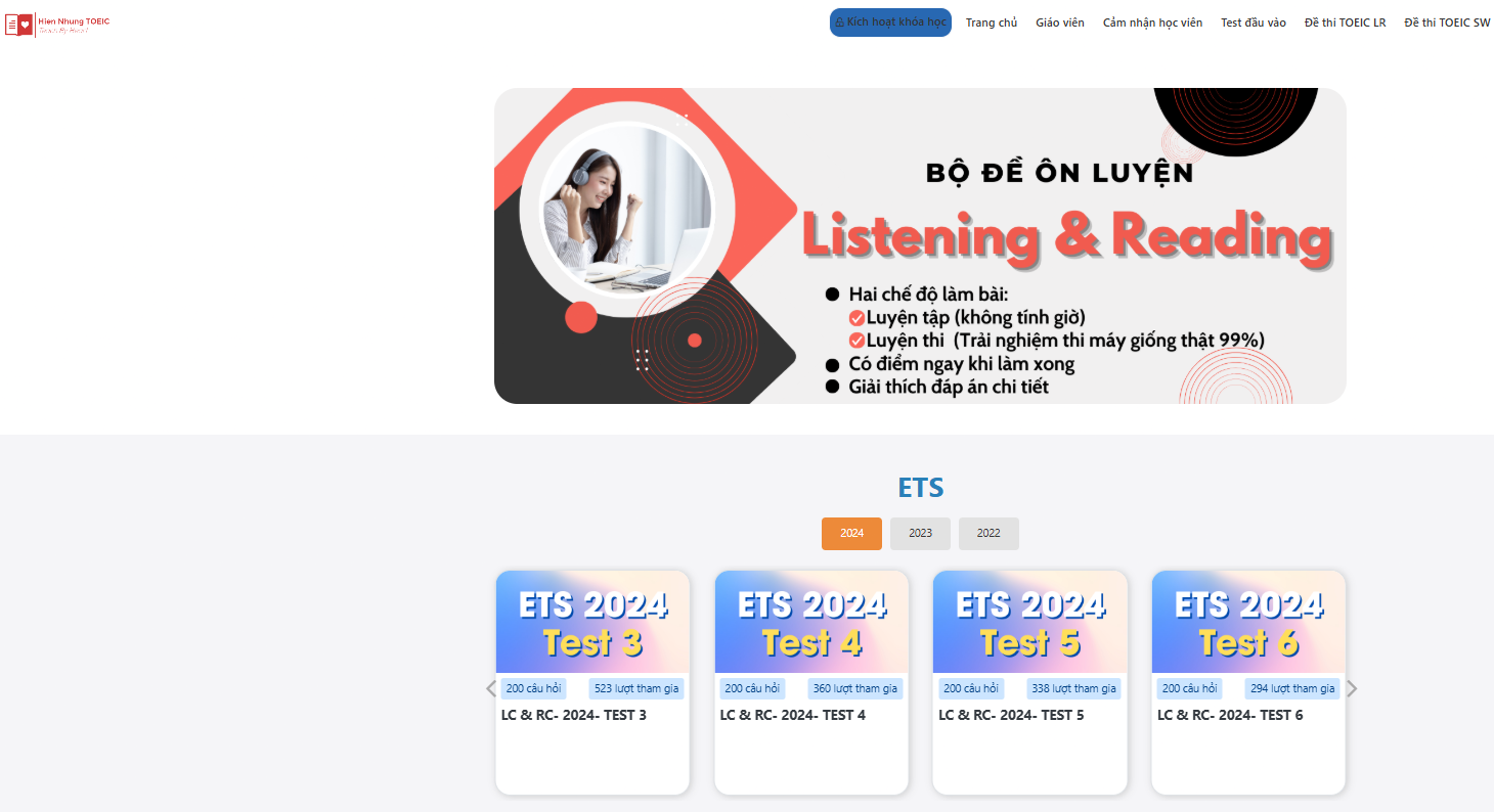 website toeic hiền nhung