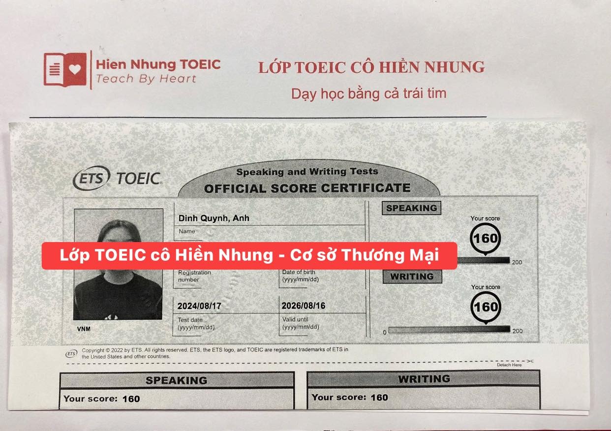 điểm thi toeic speaking và writing