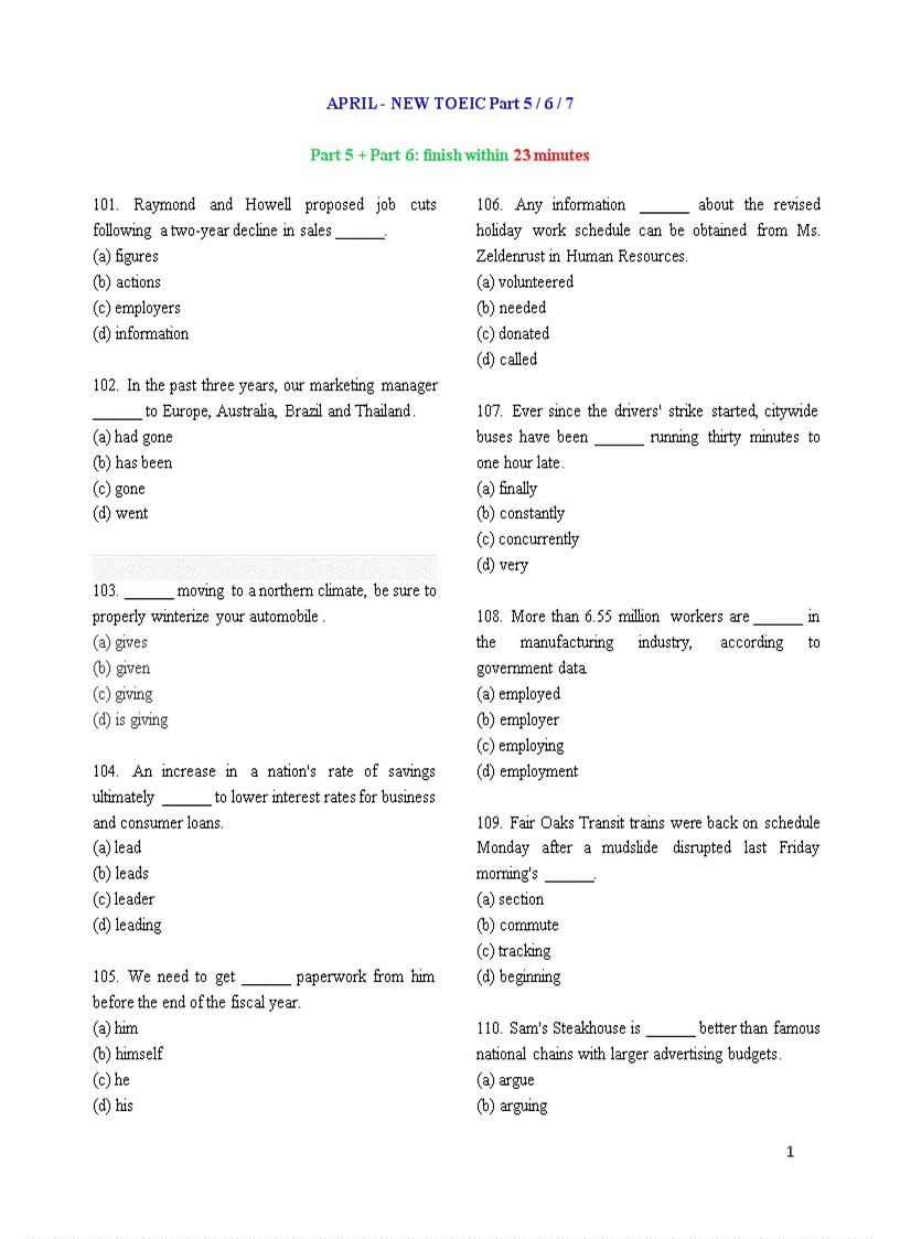 làm đề toeic