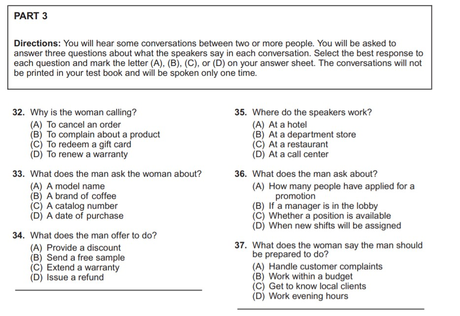TOEIC Listening Part 3 4