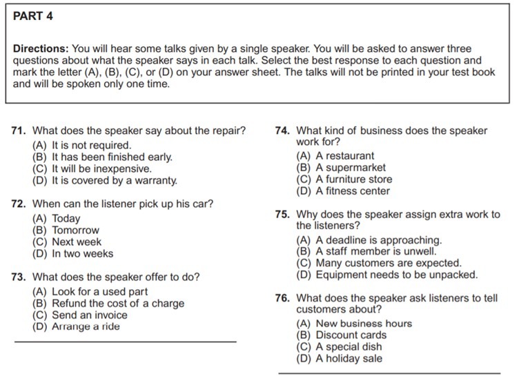 TOEIC Listening Part 3 4 